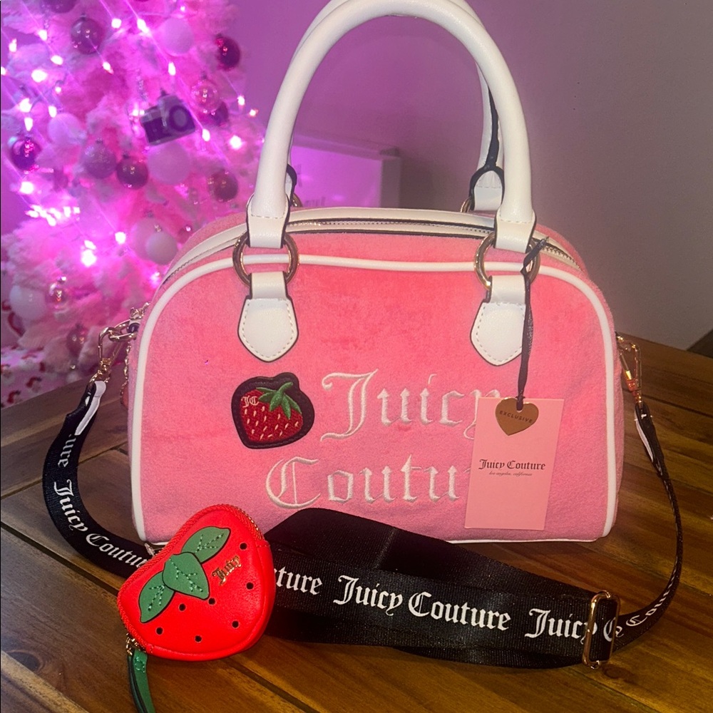 Juicy Couture Pink Satchel with Strawberry Accent
